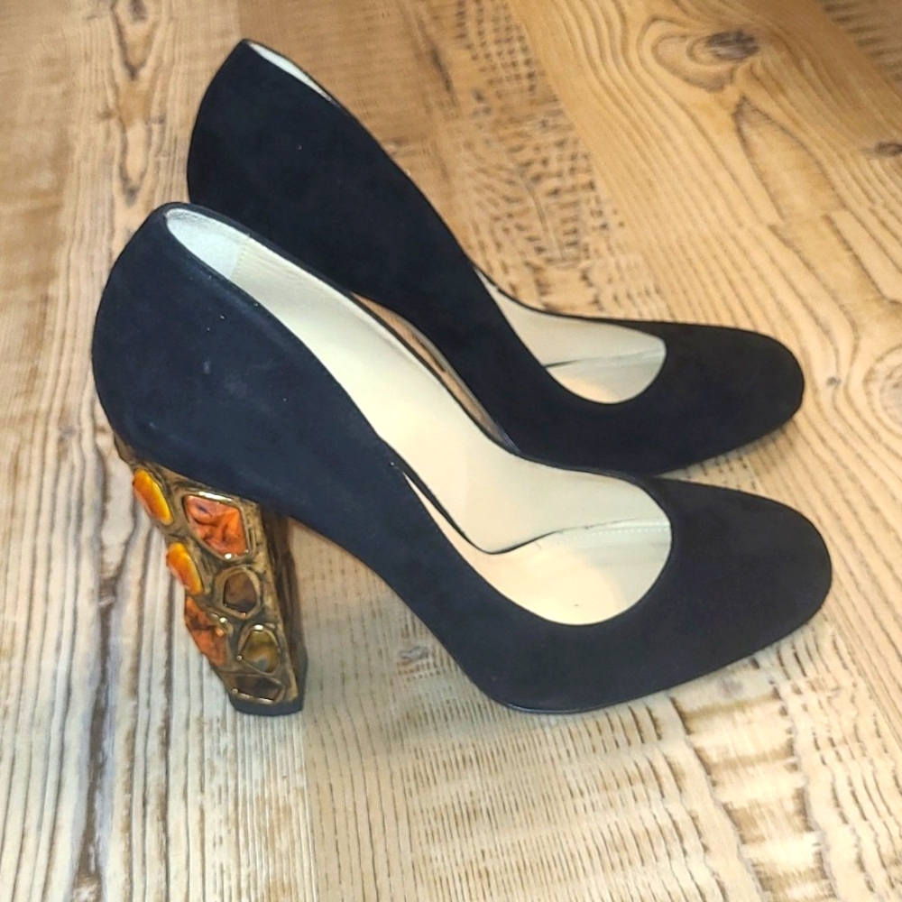 Paul Andrew Suede Chunky Embellished Pump
